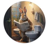 Rompecabezas de Conejo Leyendo periódico para Adultos, 1000 Piezas, Redondo, para Principiantes, Ideal para cumpleaños y Regalos navideños, 67,5 x 67,5 cm
