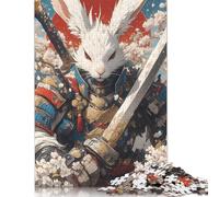 Rompecabezas de Conejo samurái japonés, difícil de Resolver, de Papel Duro, Rectangular, para Adultos y niños, 1000 Piezas (75 x 50 cm)
