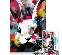 Rompecabezas de Conejos con diseño Abstracto Art Déco de 1000 Piezas para Adultos Juguete Intelectual para Relajarse y calmar Corte preciso Artículo de Santa Claus (50x75cm)