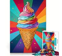 Rompecabezas de Cono de Helado arcoíris de 1000 Piezas para Adolescentes Fortalece la Memoria Divertido y Relajante Bordes Lisos Lista de Deseos de Papá Noel (38x26cm)
