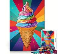 Rompecabezas de Cono de Helado arcoíris de 1000 Piezas para Adolescentes Fortalece la Memoria Divertido y Relajante Bordes Lisos Lista de Deseos de Papá Noel (38x26cm)