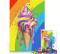 Rompecabezas de Cono de Helado arcoíris de 1000 Piezas para Adolescentes Juego de lógica Tiempo de Juego cálido Pieza de colección de Arte de Corte preciso (50x75cm)