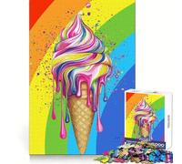 Rompecabezas de Cono de Helado arcoíris de 1000 Piezas para Adolescentes Juego de lógica Tiempo de Juego cálido Pieza de colección de Arte de Corte preciso (50x75cm)