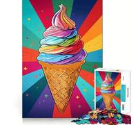 Rompecabezas de Cono de Helado arcoíris para Adultos, 1000 Piezas, Juguete de lógica, antiestrés, Corte de precisión, Regalo para Festivales (38x52cm)