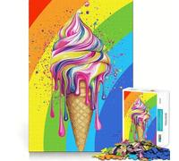 Rompecabezas de Conos de Helado arcoíris para Adultos, 1000 Piezas Fortalece la Memoria, Alivia la ansiedad, Borde Liso, cálida Sorpresa (38x26cm)