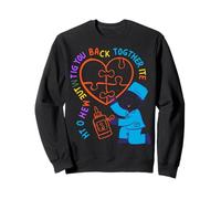 Rompecabezas de corazón de neón Diseño médico - Cuidador sanador Sudadera