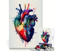 Rompecabezas de corazón Humano en Acuarela de 1000 Piezas para Adolescentes Desarrolla la Capacidad de razonamiento Entretenimiento y diversión Bordes limpios Regalo de Invierno (38x26cm)