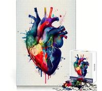 Rompecabezas de corazón Humano en Acuarela para Adultos, 1000 Piezas, estimulación Cerebral, relajación Mental, Corte Premium, Regalo Encantador (38x52cm)