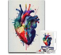 Rompecabezas de corazón Humano en Acuarela para Adultos, 1000 Piezas, Juego de Aprendizaje, desafío Mental, Sorpresa reflexiva para Celebraciones, tamaño 38x26cm