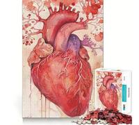 Rompecabezas de corazón Humano en Acuarela para Adultos 1000 Piezas Juego para ejercitar la Mente Corte de precisión Bordes Suaves desafío Divertido para Pasar el Tiempo (38x52cm)