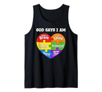 Rompecabezas de corazón versículo bíblico afirmaciones Conciencia sobre el Autismo Camiseta sin Mangas