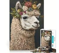Rompecabezas de Corona de Flores de Alpaca de 1000 Piezas Juego de Memoria Cerebral, Cortado con láser Actividad Absorbente para Noches tranquilas (38x26cm)