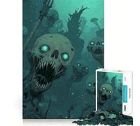 Rompecabezas de Criaturas Marinas no muertas,Juego de Memoria de 1000 Piezas,Manualidades de Corte de Alta precisión,desafío Cerebral Interactivo para el hogar (38x26cm)