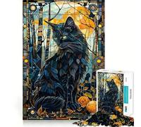 Rompecabezas de Cristal con diseño de Gato místico para Adultos, 1000 Piezas, Think Toy, diversión Tranquila, diseño de líneas limpias y Elegantes (38x26cm)