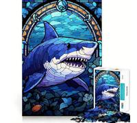 Rompecabezas de Cristal con diseño de tiburón para Adolescentes, 1000 Piezas, Actividad para ejercitar la Mente en casa, Bordes precisos, Regalo Festivo 38x26cm