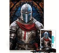Rompecabezas de Cristal de Caballeros templarios para Adultos, 1000 Piezas, Juguete para ejercitar la Mente, Pieza de colección de Arte de Corte nítido 38x26cm