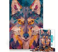 Rompecabezas de Cristal Dorado Retro Wolf para Adolescentes,1000 Piezas,Juego Mental Divertido,conexión Limpia y fluida,Forma Atractiva de Pasar el Tiempo Libre (38x26cm)
