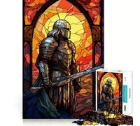 Rompecabezas de Cristal Duro Paladín Guerrero para Adultos, 1000 Piezas, Juego Inteligente para el hogar, Disfruta del Montaje de la Imagen, Regalo Festivo (38x52cm)