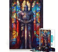 Rompecabezas de Cristal Duro Paladín Guerrero para Adultos, 1000 Piezas, Memory Lift, fácil de armar, Ideal para el Ocio, Regalo artístico (38x52cm)