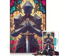 Rompecabezas de Cristal Guerrero Paladín, 1000 Piezas, Juguete para desarrollar la Mente, Juego Relajante, Pieza de colección de Arte de Corte preciso (38x52cm)