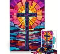 Rompecabezas de Cruz de vidrieras para Adultos, 1000 Piezas, Juguete Que desafía la Mente, diversión silenciosa, Corte preciso, decoración de Pared 38x52cm