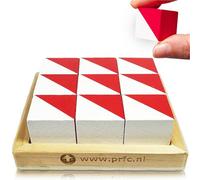 Rompecabezas de cubo IQ de madera, 9 bloques cúbicos en blanco y rojo, 2.5 x 2.5 x 2.5 cm, con 60 diseños y aplicación