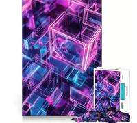 Rompecabezas de Cubos de Vidrio neón de 1000 Piezas para Adultos Juguete para ejercitar la Mente Obra de Arte Relajante y Divertida (38x26cm)