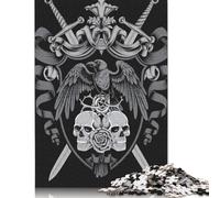 Rompecabezas de Cuervo Medieval - Rompecabezas gótico de Cuervo - 100% cartón Reciclado - Rompecabezas Rectangular para Adultos y niños - 1000 Piezas (38 x 26 cm)
