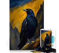 Rompecabezas de Cuervo posado sobre Fondo de montaña para Adultos, 1000 Piezas, Rompecabezas Mental, pasatiempo Relajante, Montaje de imágenes, Regalo Encantador (50x75cm)
