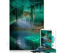 Rompecabezas de Cueva submarina con estalactitas y luz para Adultos,1000 Piezas,Juego de Memoria Cerebral,Corte Fino,Acabado Premium,Forma entretenida de Pasar Las Horas Libres (50x75cm)