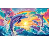 Rompecabezas de delfines de 1000 piezas, juguete educativo, juguete desafiante imposible para adultos y niños a partir de 14 años, delfín, 75 x 50 cm, 1000 unidades