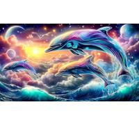 Rompecabezas de delfines de 1000 piezas, juguete pesado, juego educativo, juguete de desafío imposible para adultos y niños, delfín 75 x 50 cm, 1000 unidades