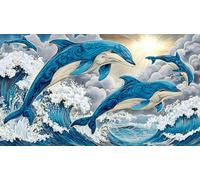 Rompecabezas de delfines de 1000 piezas, juguete pesado, juego educativo, juguete desafiante imposible para adultos y niños a partir de 14 años, delfín, 38 x 52 cm, 1000 unidades