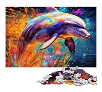Rompecabezas de Delfines de Colores de 1000 Piezas para Adultos, desafiante Rompecabezas de Bricolaje para Adolescentes, 50x75cm/19,68x29,52 Pulgadas