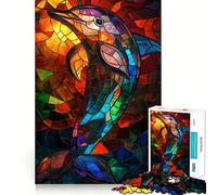 Rompecabezas de Delfines de vidrieras de 1000 Piezas para Adultos Juguete Inteligente para Jugar en Interiores Corte preciso Un Regalo Encantador 38x52cm