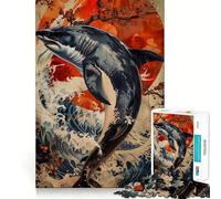 Rompecabezas de Delfines en Acuarela 1000 Piezas Divertido para estimular la concentración Cortado con láser para un Ajuste Actividad para Compartir con Seres Queridos (50x75cm)