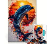 Rompecabezas de Delfines en Acuarela con 1000 Piezas Divertido y con tecnología Avanzada de Corte láser Juguete Ideal para el Entretenimiento en Interiores Durante Las Vacaciones (38x52cm)