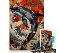 Rompecabezas de Delfines en Acuarela de 1000 Piezas para Adolescentes Entrenamiento de Memoria Diversión conexión Limpia y sin interrupciones Actividad Relajante para Grupos en Interiores (38x52cm)