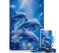 Rompecabezas de Delfines en Acuarela Juego de Memoria de 1000 Piezas manualidad de Corte de Alta precisión desafío Cerebral Interactivo para el hogar (38x52cm)