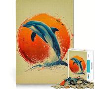 Rompecabezas de Delfines en Acuarela para Adolescentes 1000 Piezas Mejora la Agilidad Mental Juego tamaño Uniforme Piezas precisas Actividad Nocturna Divertida para Toda la Familia (38x52cm)