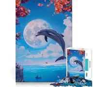 Rompecabezas de Delfines en Acuarela para Adultos 1000 Piezas Juego de Memoria Cortado con láser para un Ajuste Perfecto aliviar el estrés (38x26cm)