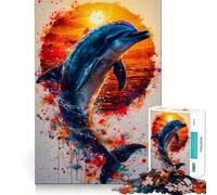 Rompecabezas de Delfines en Acuarela para Adultos 1000 Piezas Juego de Memoria Corte Fino Acabado Premium Forma entretenida de Pasar el Tiempo Libre (50x75cm)