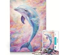 Rompecabezas de Delfines juguetones de 1000 Piezas para Adolescentes, Juguete de lógica, Tren, Ligero, Relajante, Corte Suave, decoración de Pared (50x75cm)