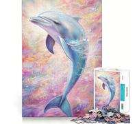 Rompecabezas de Delfines juguetones de 1000 Piezas para Adultos, Juguete de lógica y Entretenimiento, Bordes Lisos, Regalo de Temporada (38x26cm)