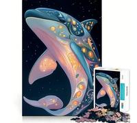 Rompecabezas de Delfines ornamentados en el Espacio para Adultos, 1000 Piezas, Rompecabezas Mental, Juego Lento, Disfruta del Montaje de imágenes, (50x75cm)