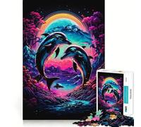 Rompecabezas de Delfines románticos para Adolescentes, 1000 Piezas, para estimular la Memoria, Momentos de Tranquilidad, Corte Premium, Regalo de cumpleaños (38x26cm)