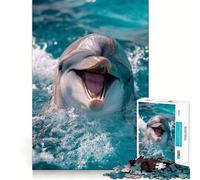 Rompecabezas de Delfines sonrientes en el océano para Adultos, 1000 Piezas, fortalece la Memoria, Alivia el estrés, Bordes Lisos, Regalo conmovedor 50x75cm