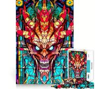 Rompecabezas de Demonios de vidrieras para Adultos, 1000 Piezas, para estimular la Memoria, para Momentos acogedores, para armar, con diseño de Lista de Deseos de Santa Claus 38x52cm