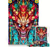 Rompecabezas de Demonios de vidrieras para Adultos, 1000 Piezas, para estimular la Memoria, para Momentos acogedores, para armar, con diseño de Lista de Deseos de Santa Claus 38x52cm