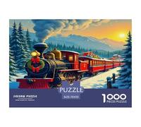 Rompecabezas de descompresión de 1000 Piezas para Adultos, Tren de Vapor, montañas invernales, Paisaje Acogedor, decoración de Pared y Regalos, 70 x 50 cm (1000 Piezas)